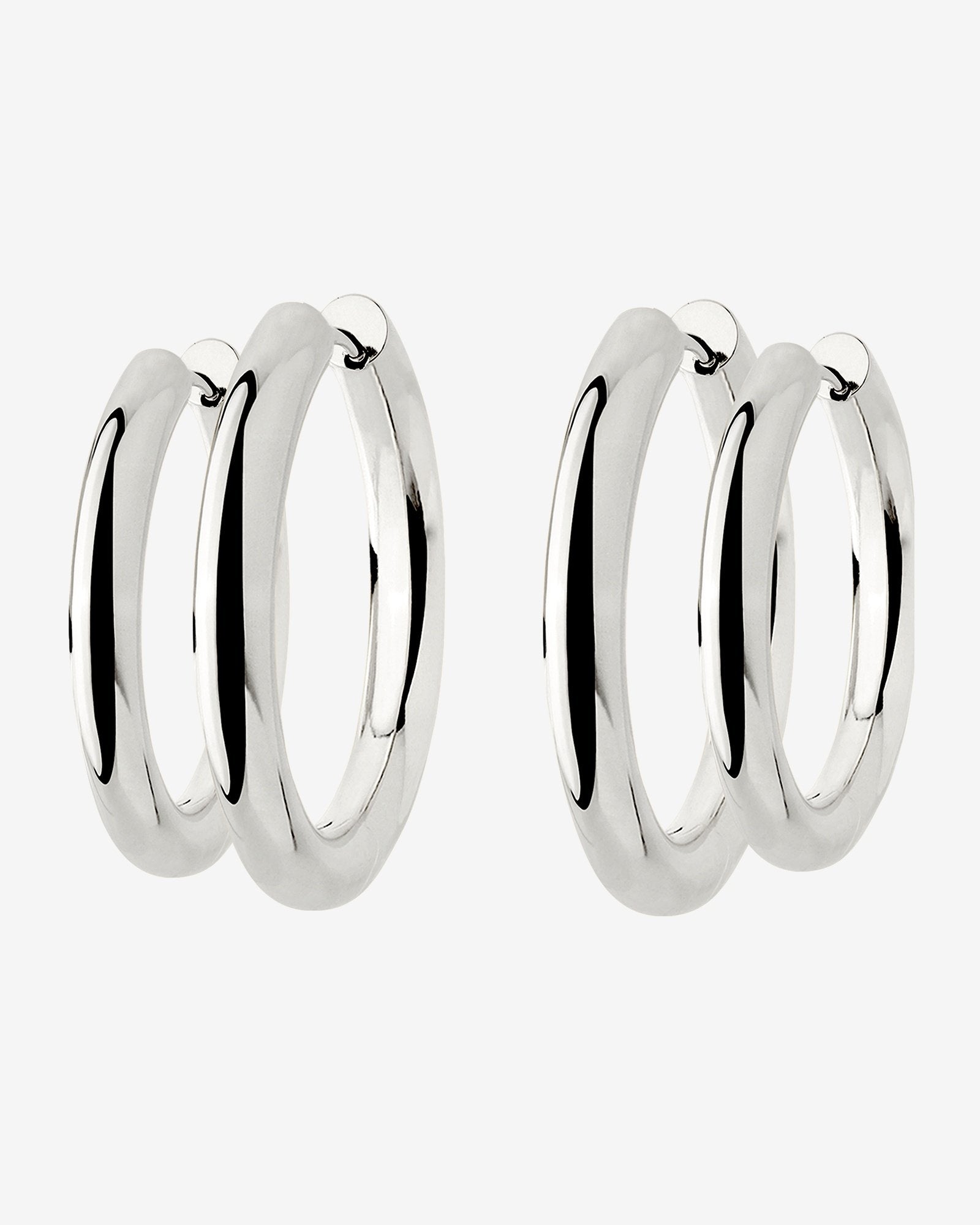Chunky Lover Hoop Set Large Silver