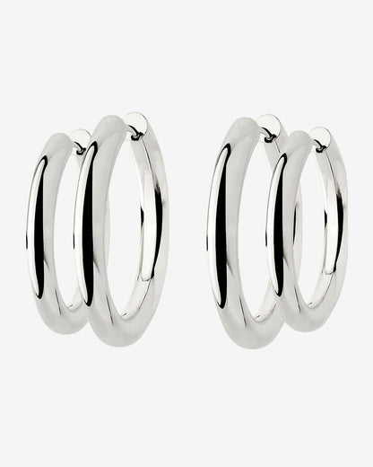 Chunky Lover Hoop Set Large Silver