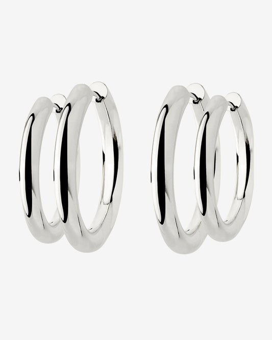 Chunky Lover Hoop Set Large Silver