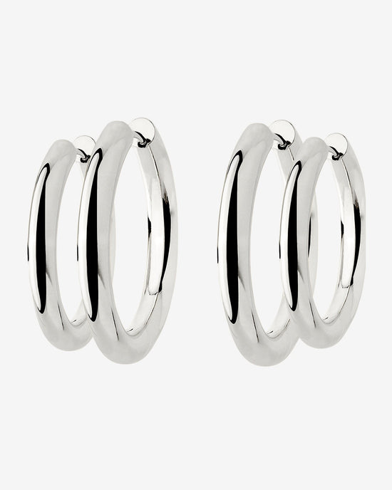Chunky Lover Hoop Set Large Silver