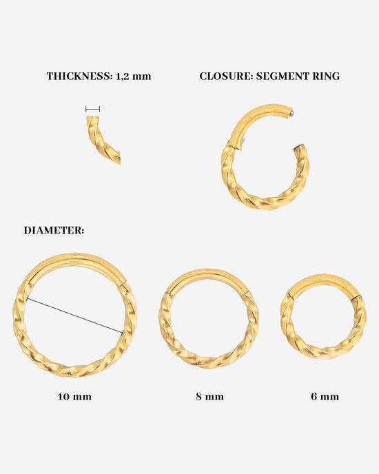 Twisted Click Piercing Ring Gold