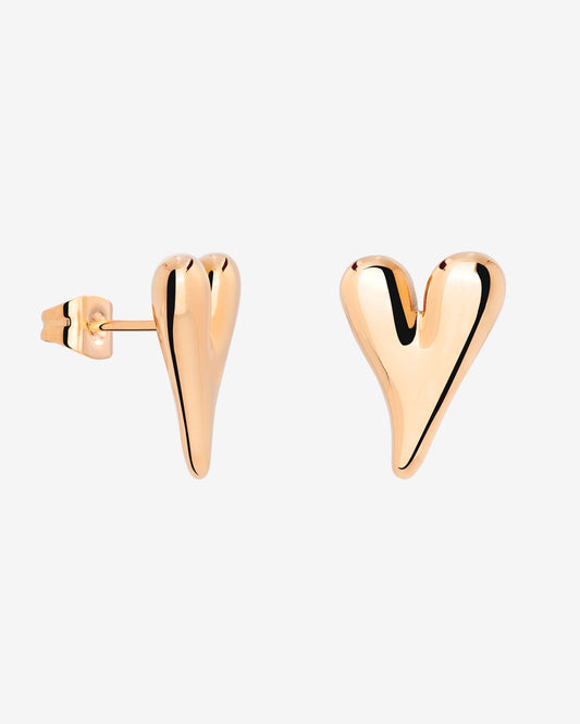 Flowy Heart Studs Small Rose Gold