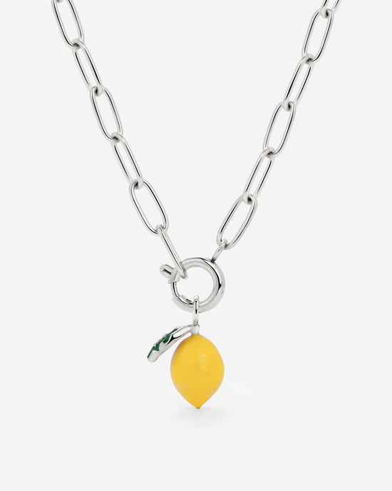 Lemony Oval Links Necklace Set Silver
