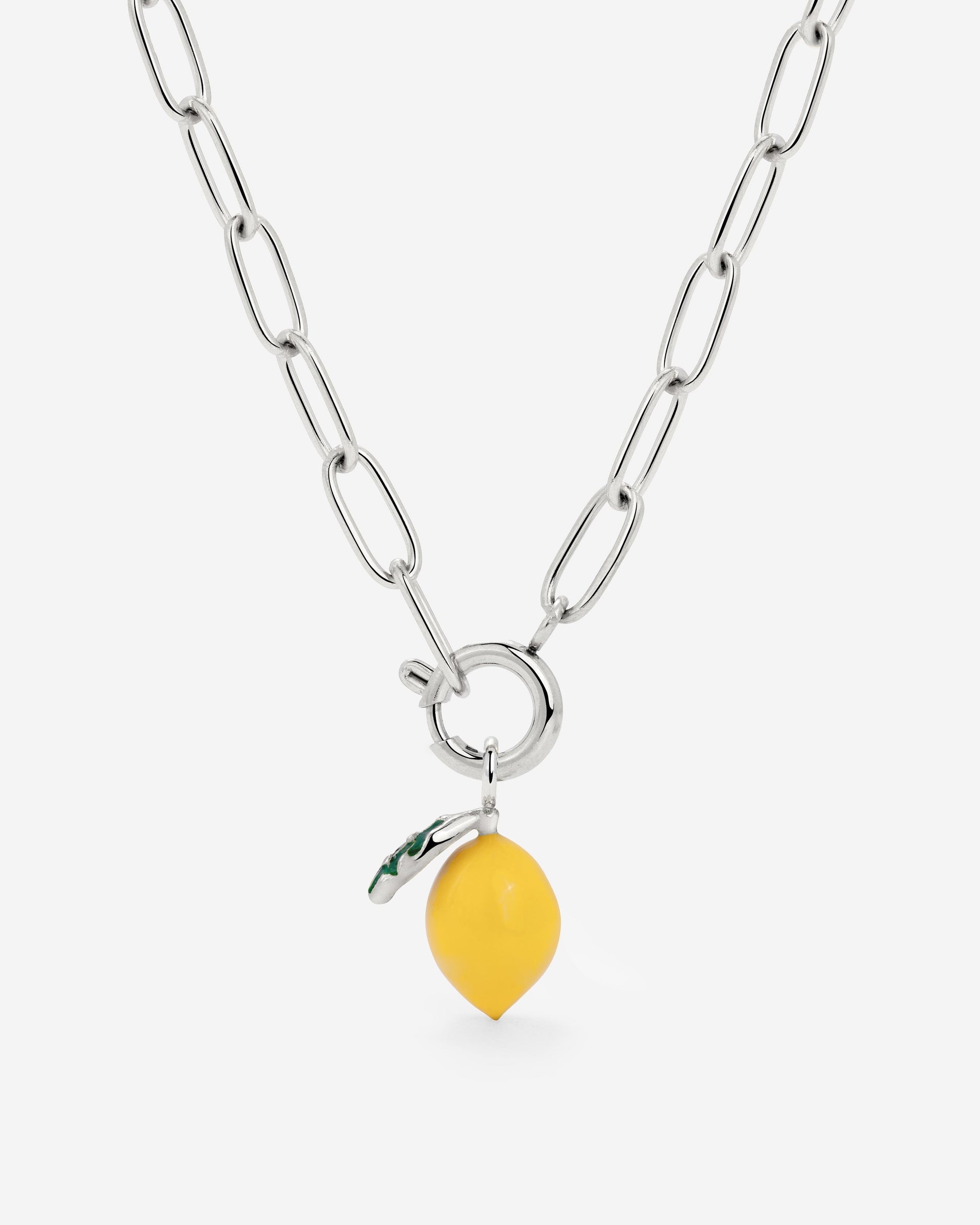 Lemony Oval Links Necklace Set Silver