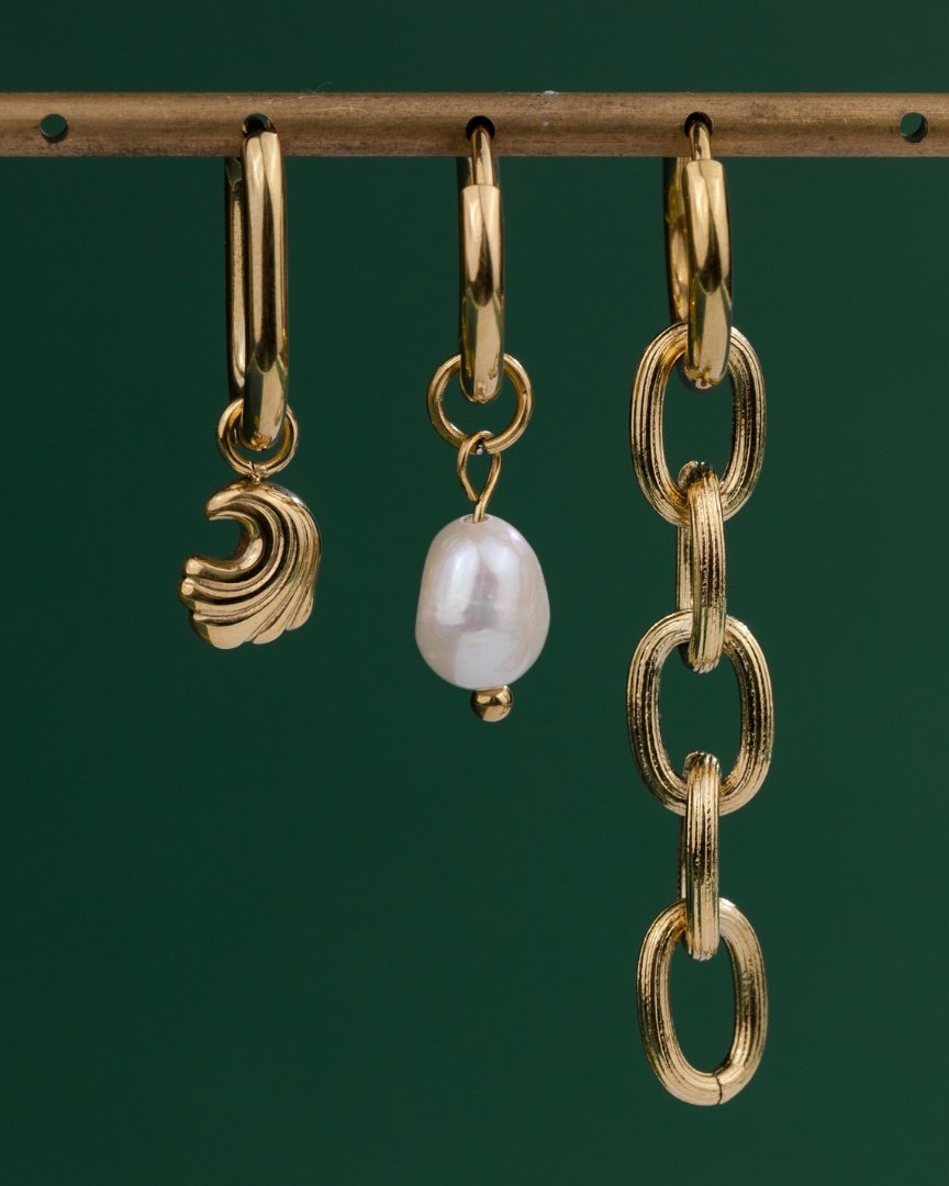 Curvy Wave Oval Hoop Set Baby Gold