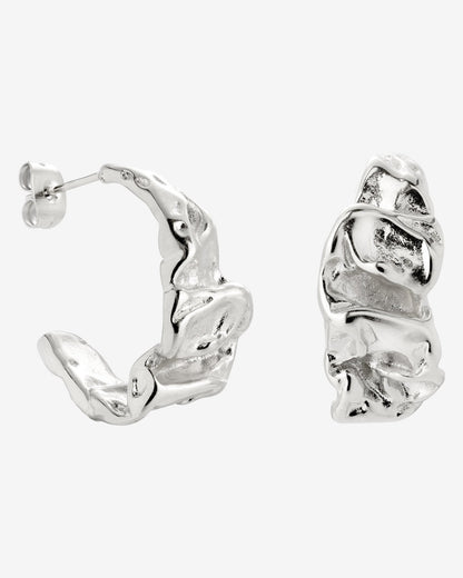 Crinkled Hoop Studs Silver