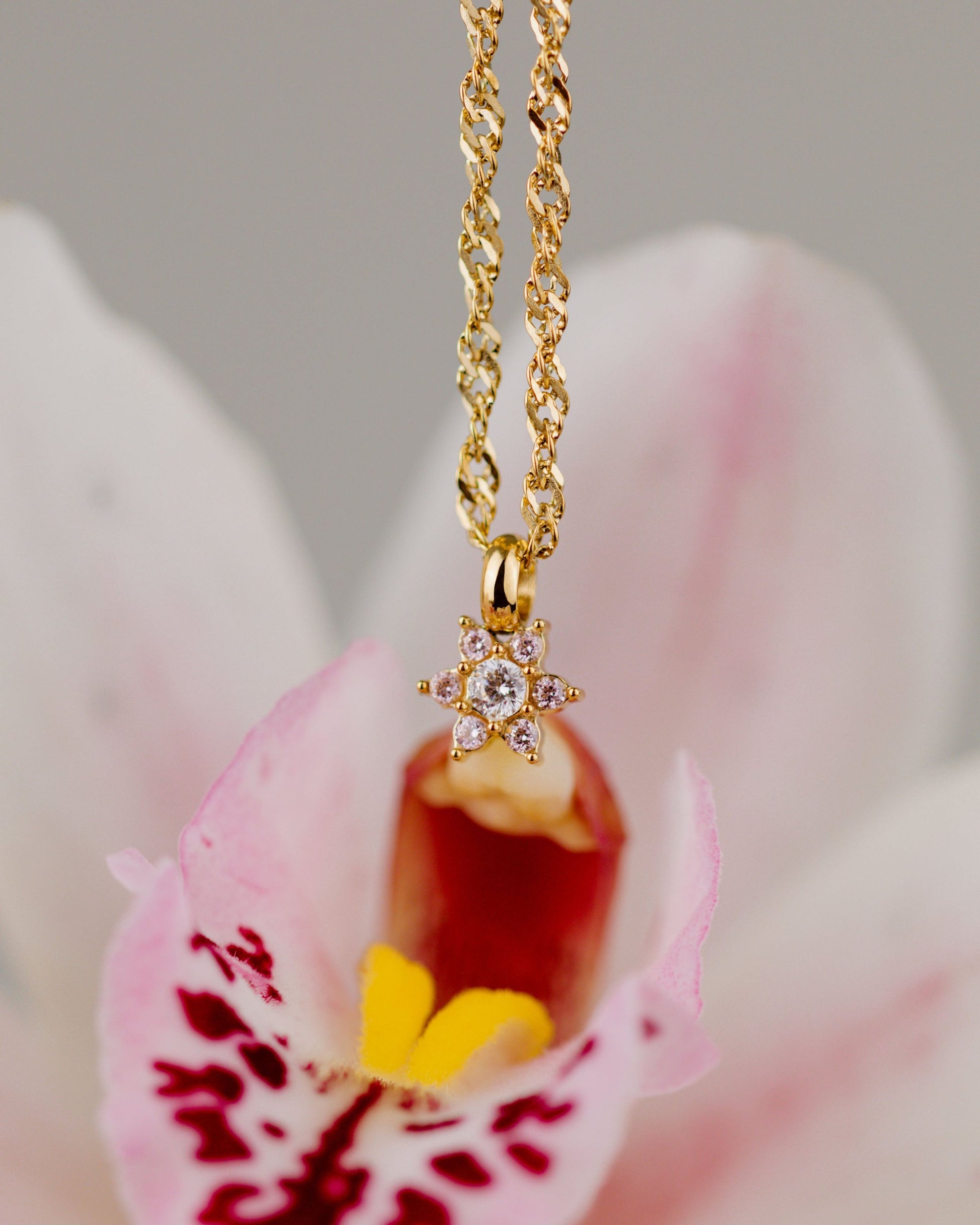 Sparkling Purple Petal Necklace Silver