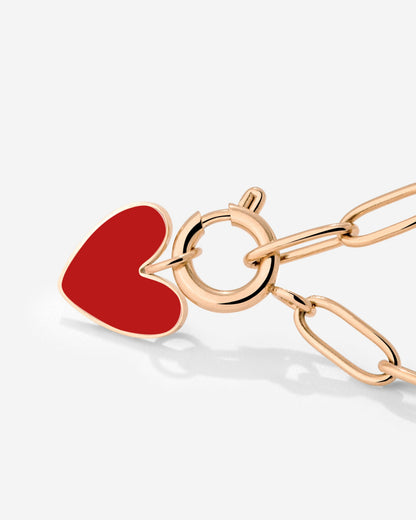 Red Heart Oval Links Necklace Set Rose Gold