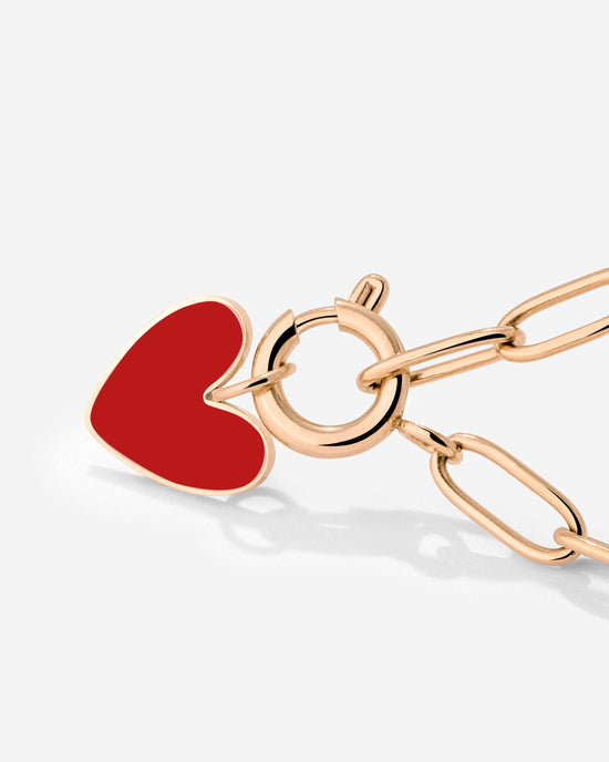 Red Heart Oval Links Necklace Set Rose Gold