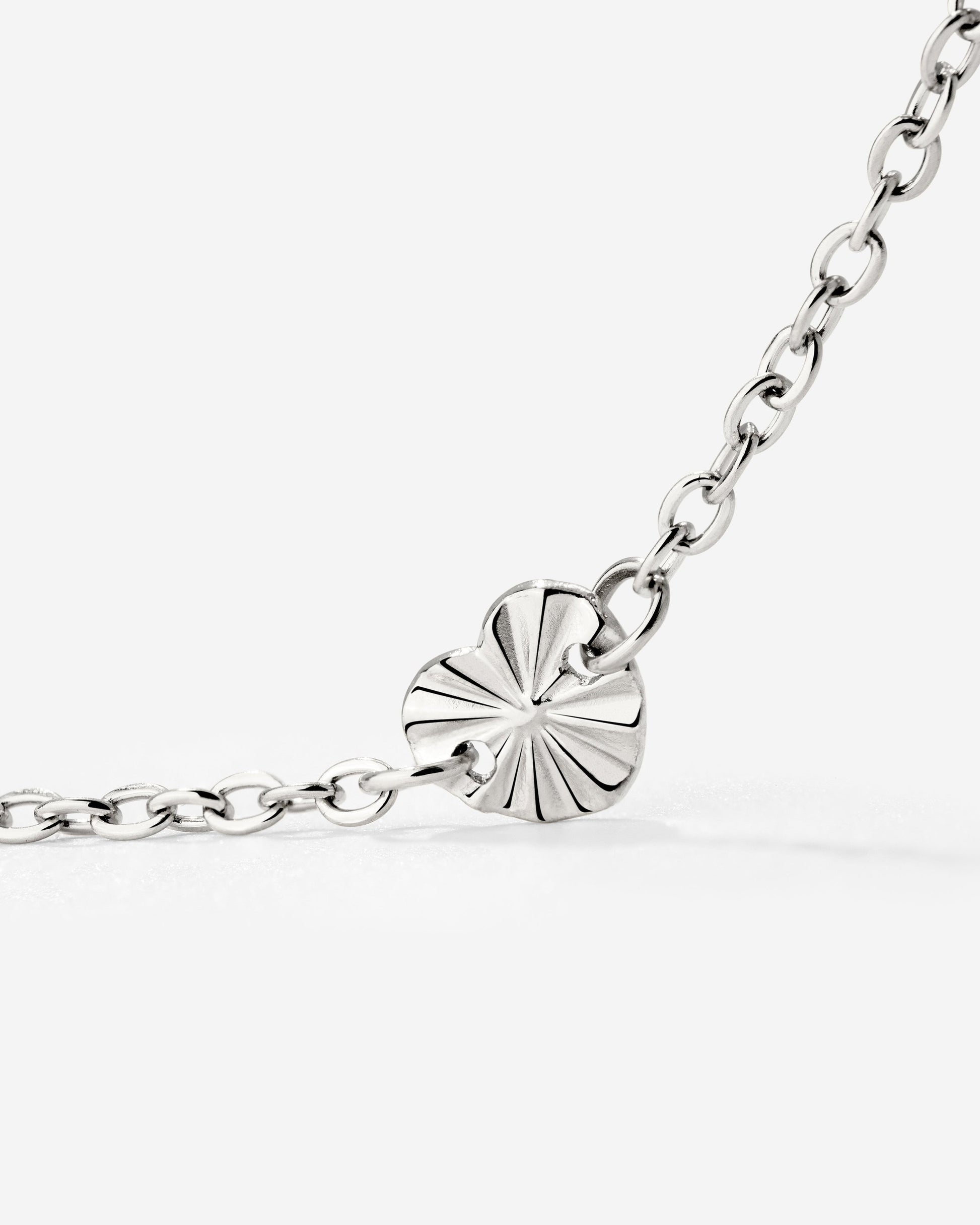 Glass Heart Necklace Silver