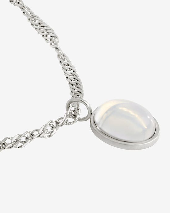 Oval Pendant Necklace Silver