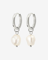 Pearly Hoop Set Silver