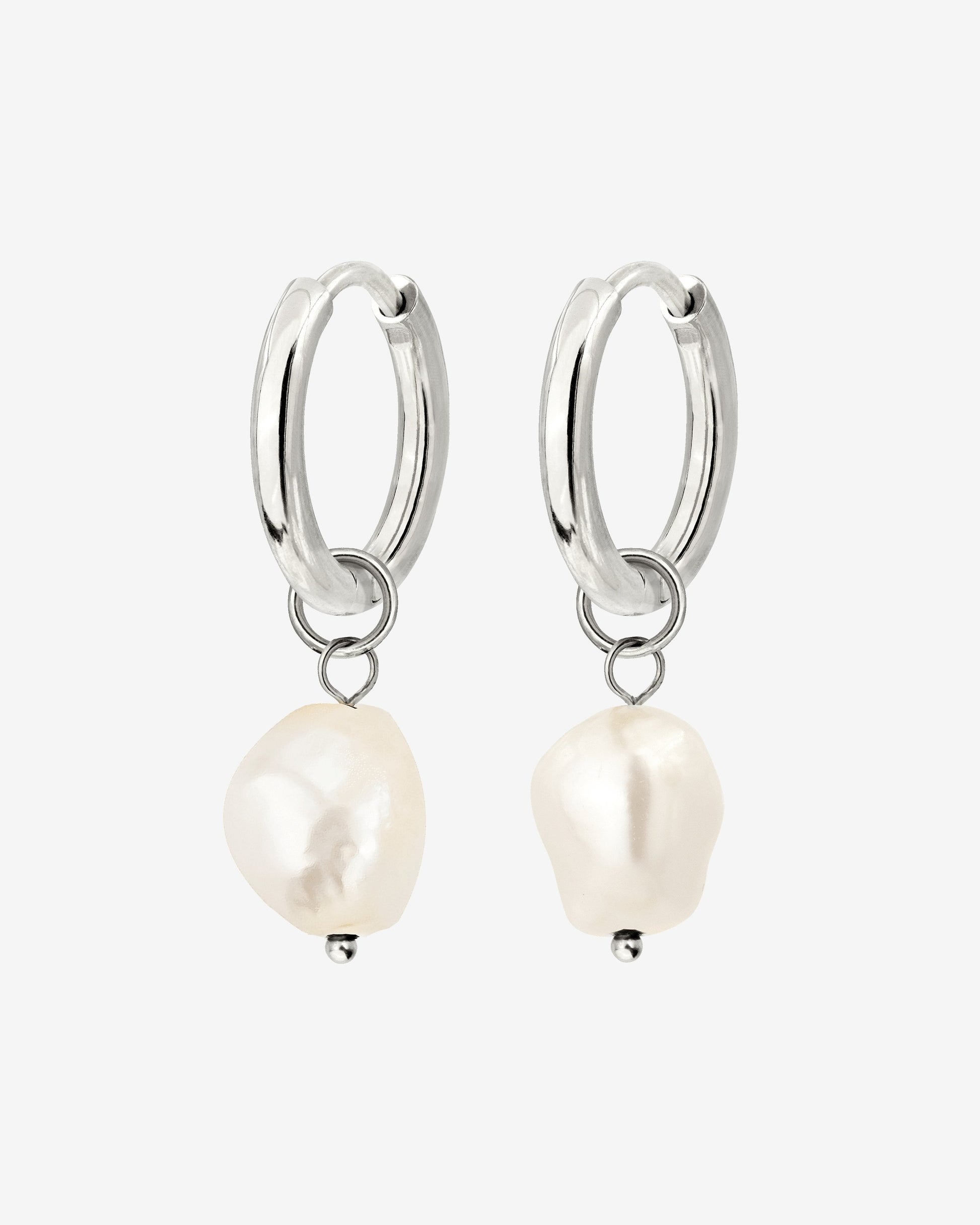 Pearly Hoop Set Silver