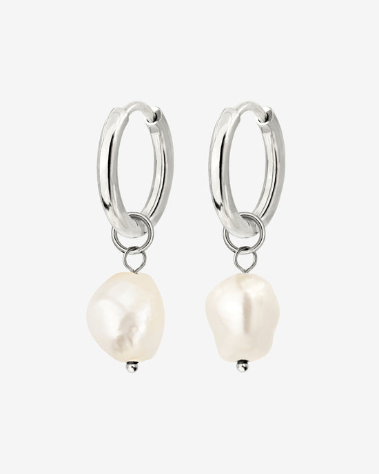 Pearly Hoop Set Silver