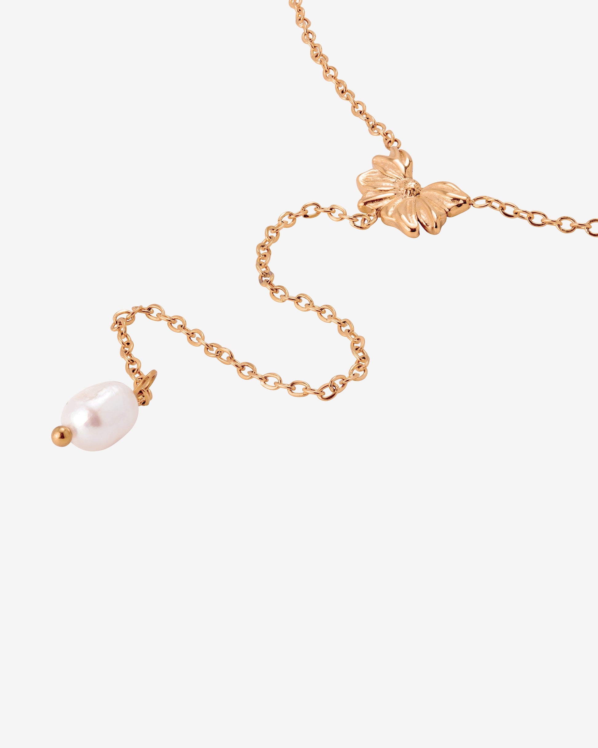 Petal Pearl Y-Necklace Rose Gold