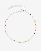 Rainbow Pearl Anklet Silver