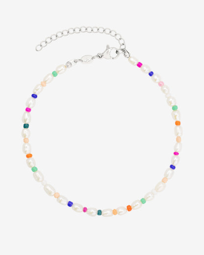Rainbow Pearl Anklet Silver