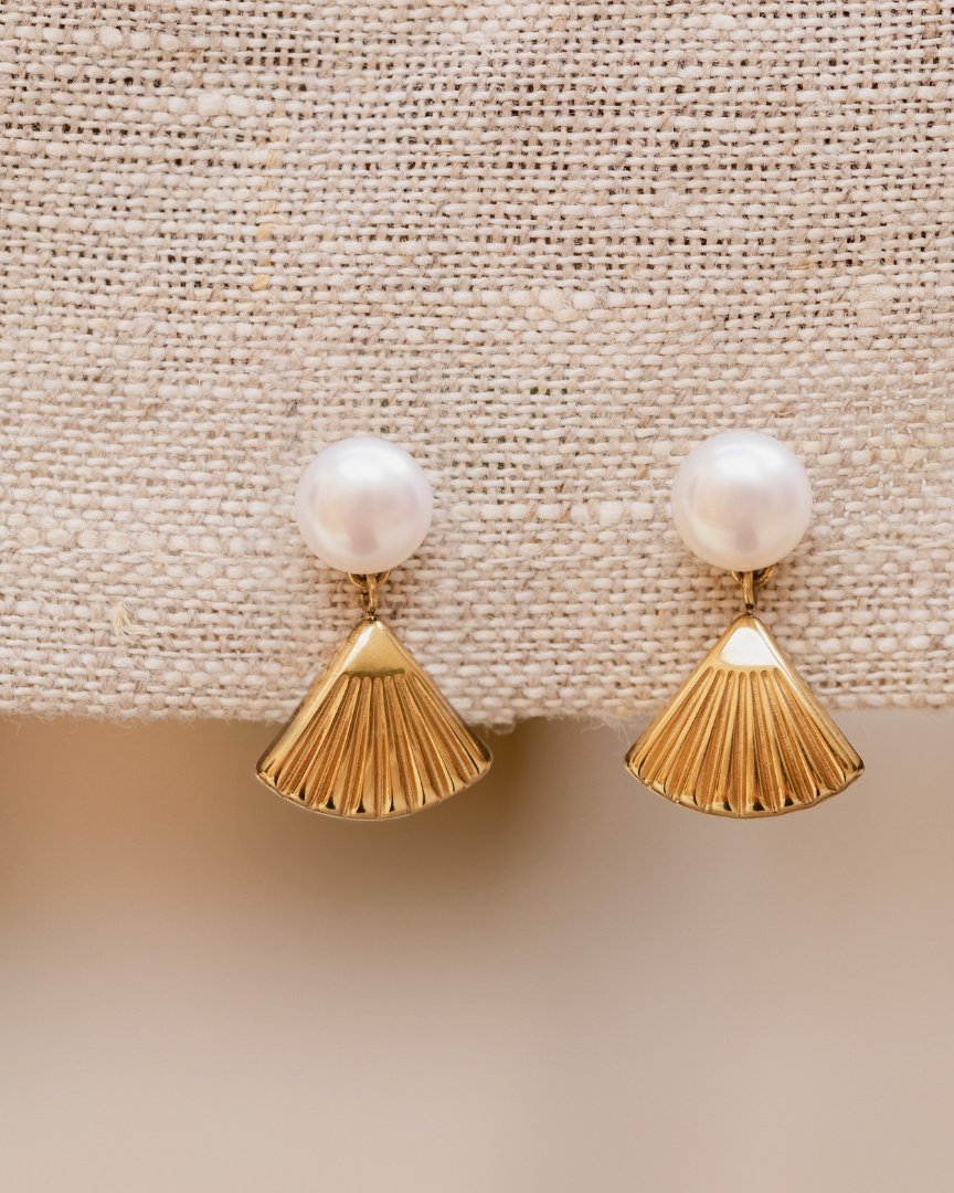 Pearl & Fan Studs Silver