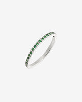 Green Sparkle Ring Silver