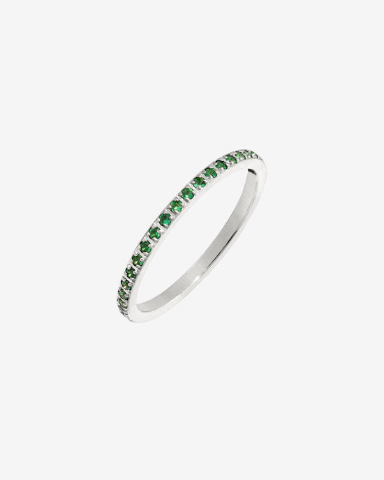 Green Sparkle Ring Silver