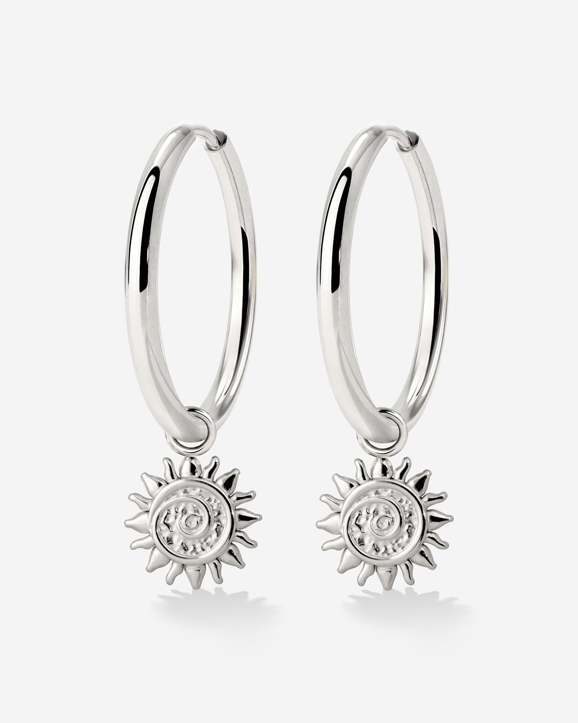 Sunny Swirl Hoop Set Large Silver