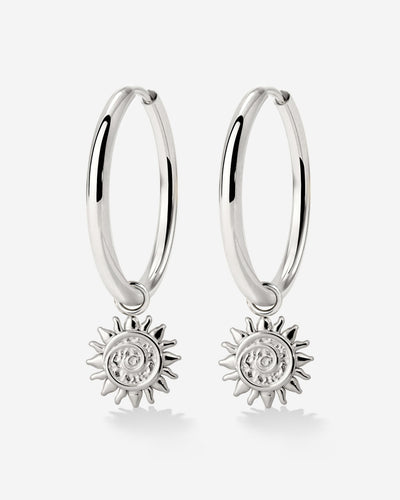 Sunny Swirl Hoop Set Large Silver