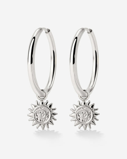 Sunny Swirl Hoop Set Large Silver