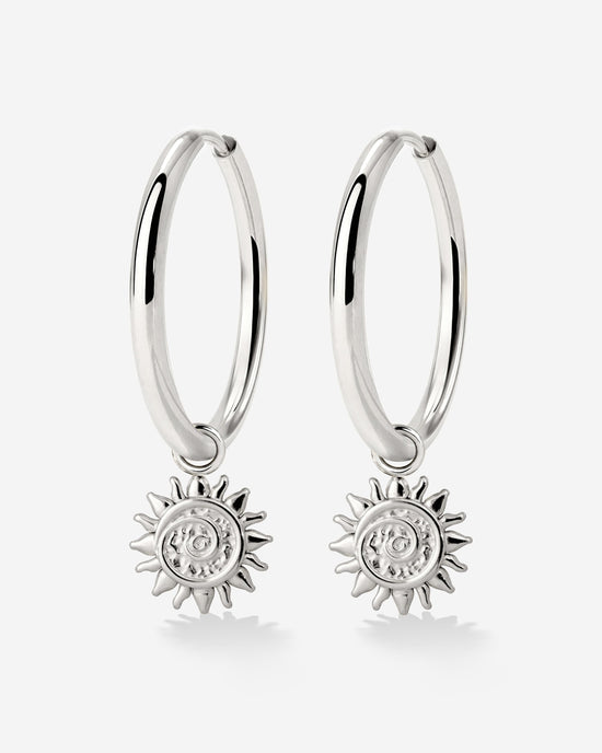 Sunny Swirl Hoop Set Large Silver