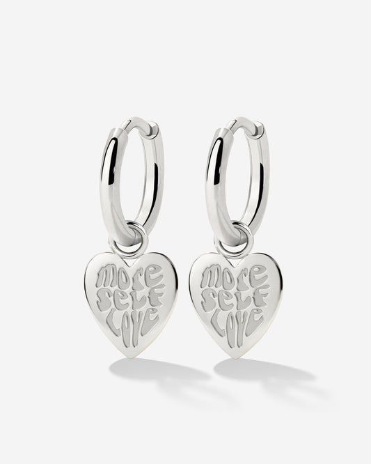 More Self-Love Hoop Set Small Silver