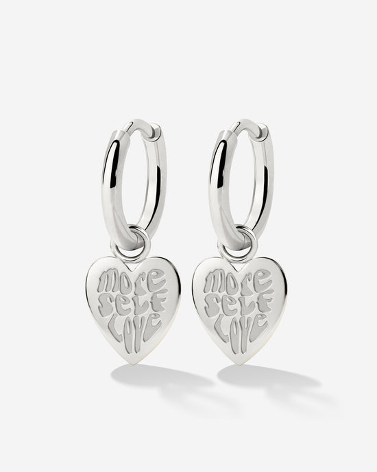 More Self-Love Hoop Set Small Silver