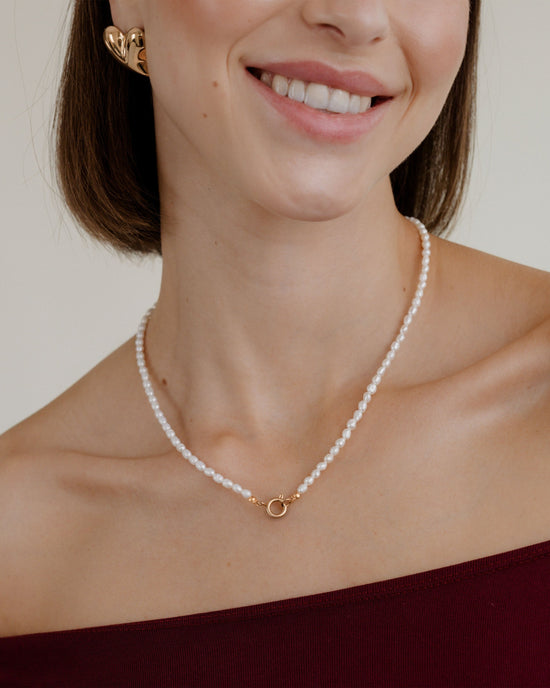 Pearly Charm Necklace Rose Gold