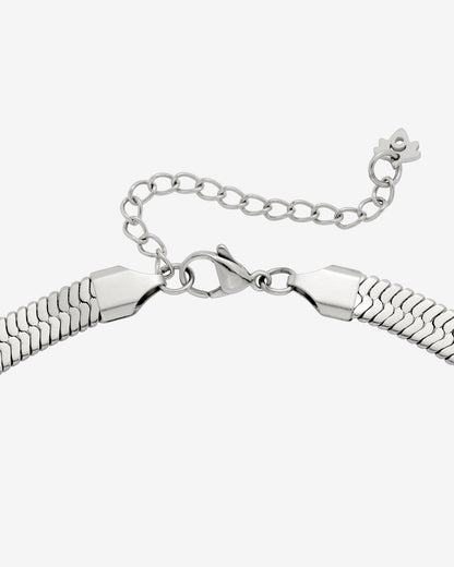 Slim Herringbone Necklace Silver