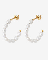 Pearly Leni Hoop Earrings Gold