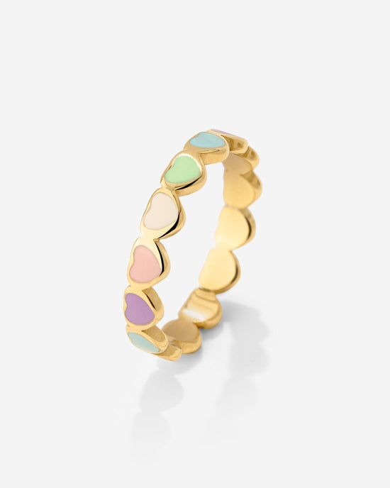 Pastel Hearts Ring Gold
