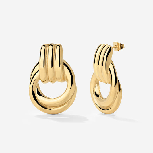 Infinity Loop Hoops Stud Earrings Gold