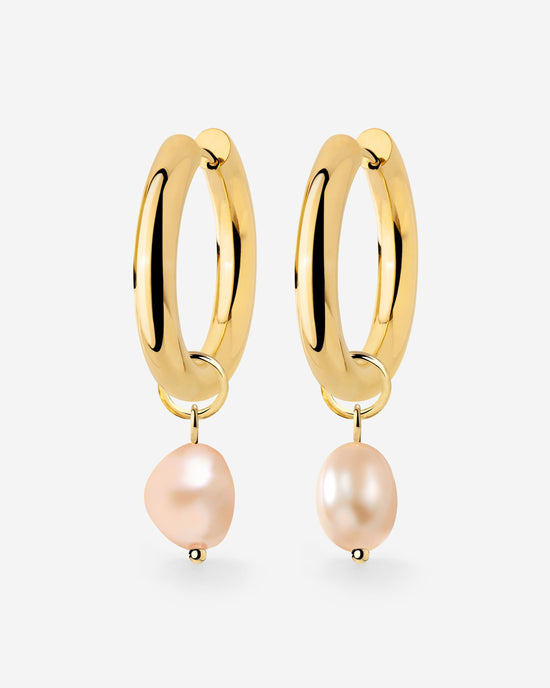 Chunky Perla Rosa Hoop Set Medium Gold