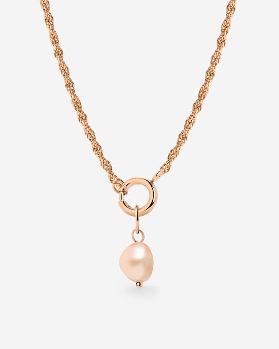Perla Rosa Rope Chain Necklace Set Rose Gold