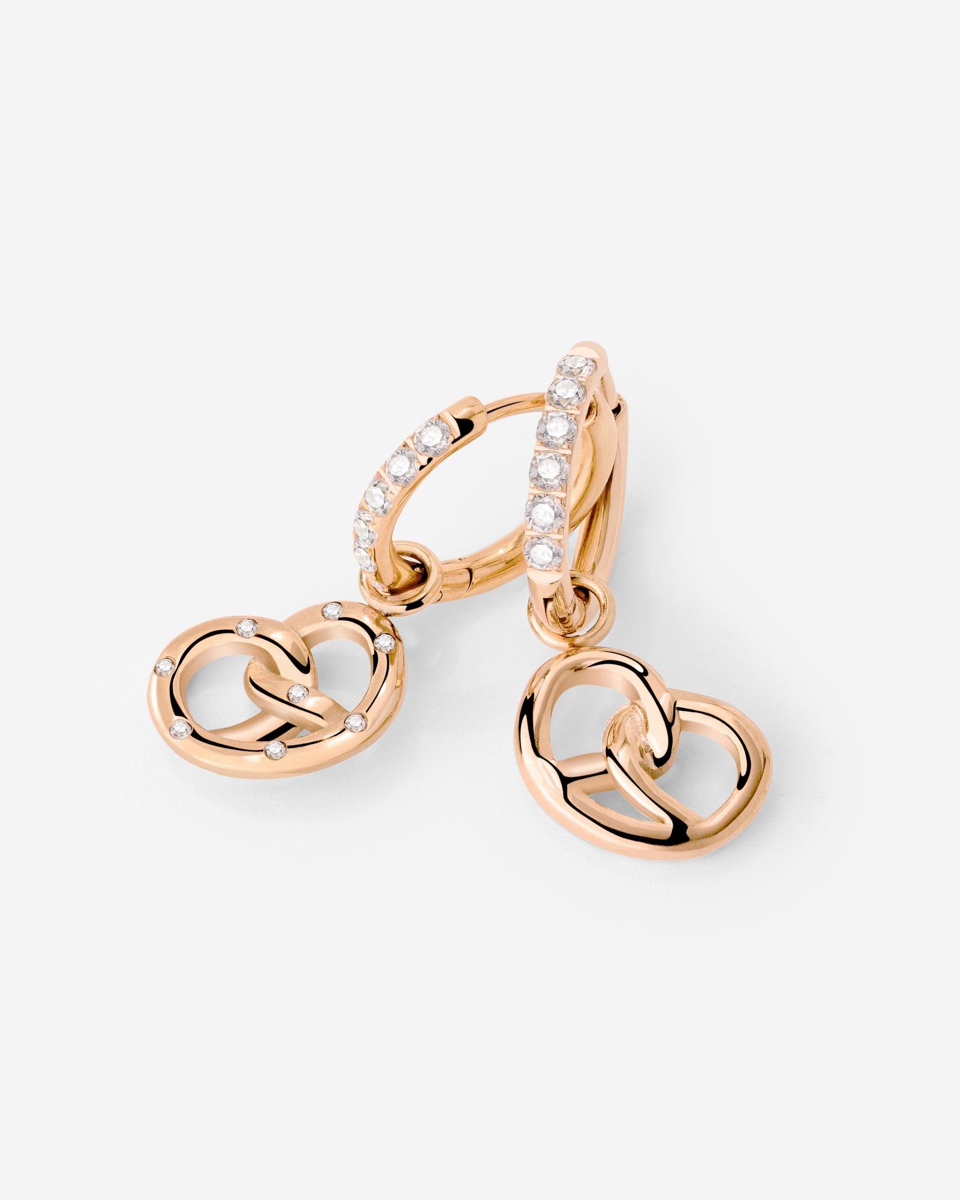 Bedazzled Pretzel Glimmer Hoop Set Small Rose Gold