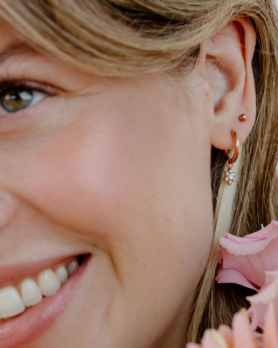 Blue Petal Hoop Set Small Rose Gold