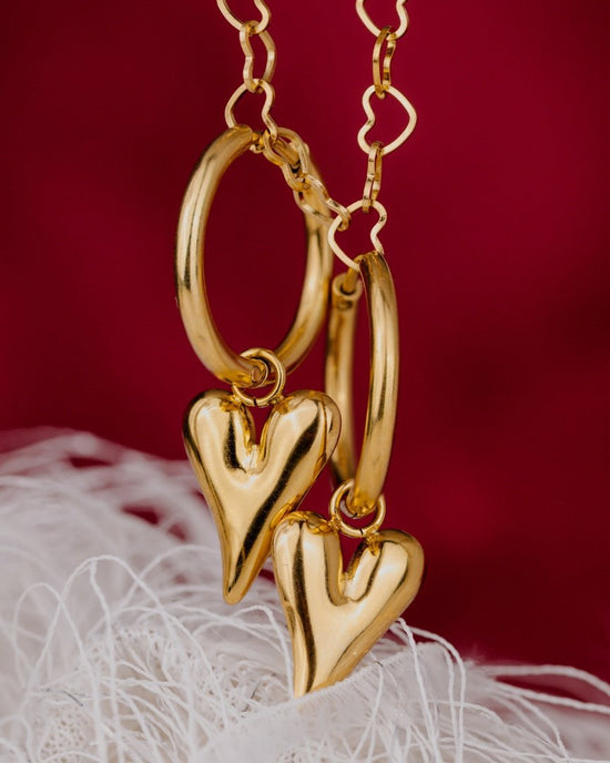 Flowy Heart Hoop Set Medium Silver