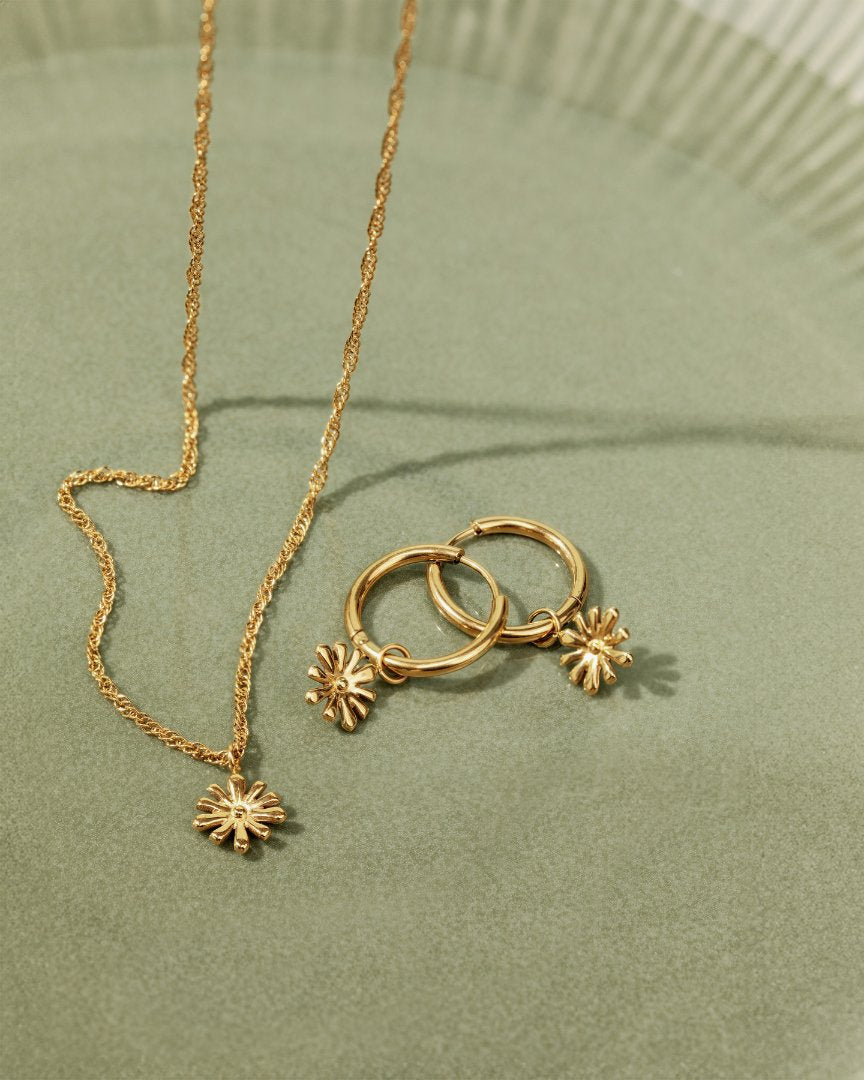 Flowery Hoop Set Medium Rose Gold