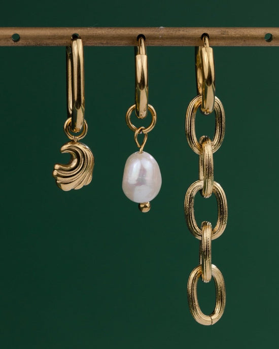 Curvy Wave Oval Hoop Set Baby Rose Gold