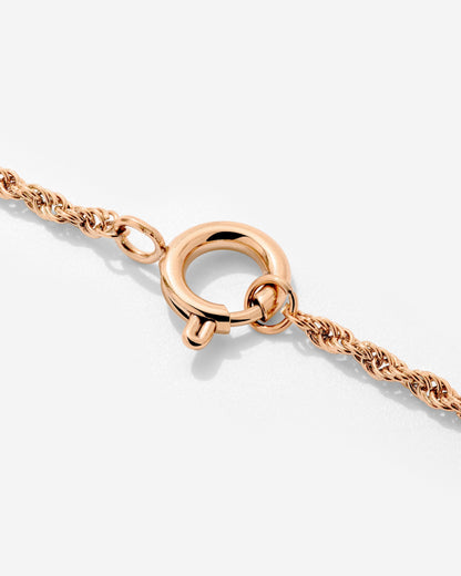 Rope Chain Charm Necklace Rose Gold