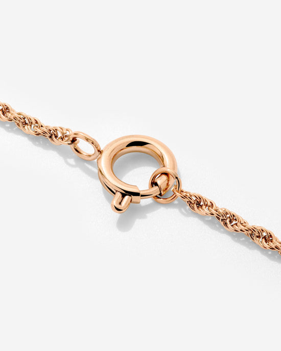 Rope Chain Charm Necklace Rose Gold