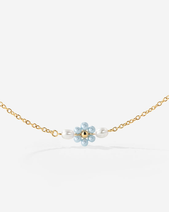 Forever Blue Daisy Necklace Gold