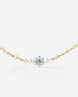Forever Blue Daisy Necklace Gold