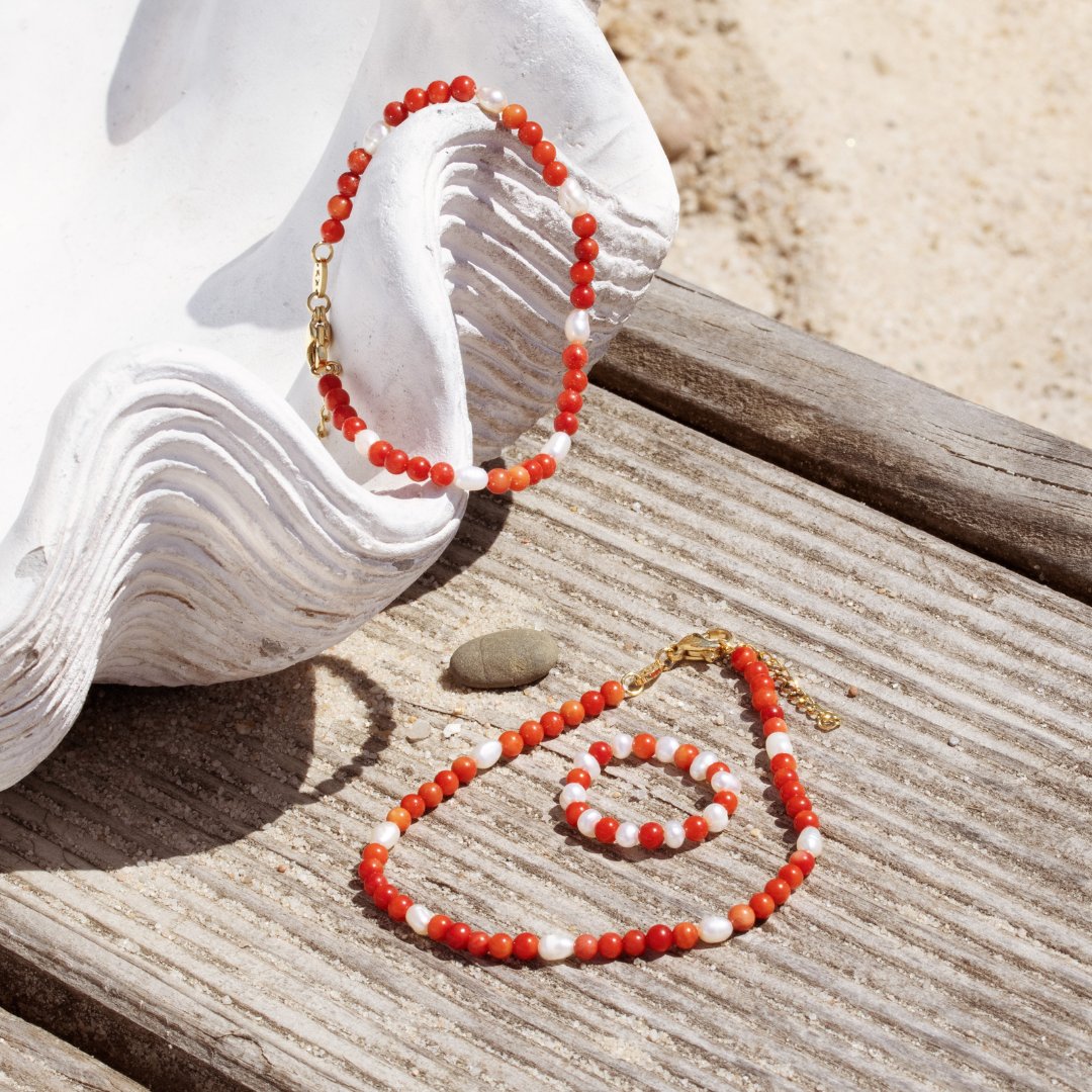 Coral Color Anklet gold