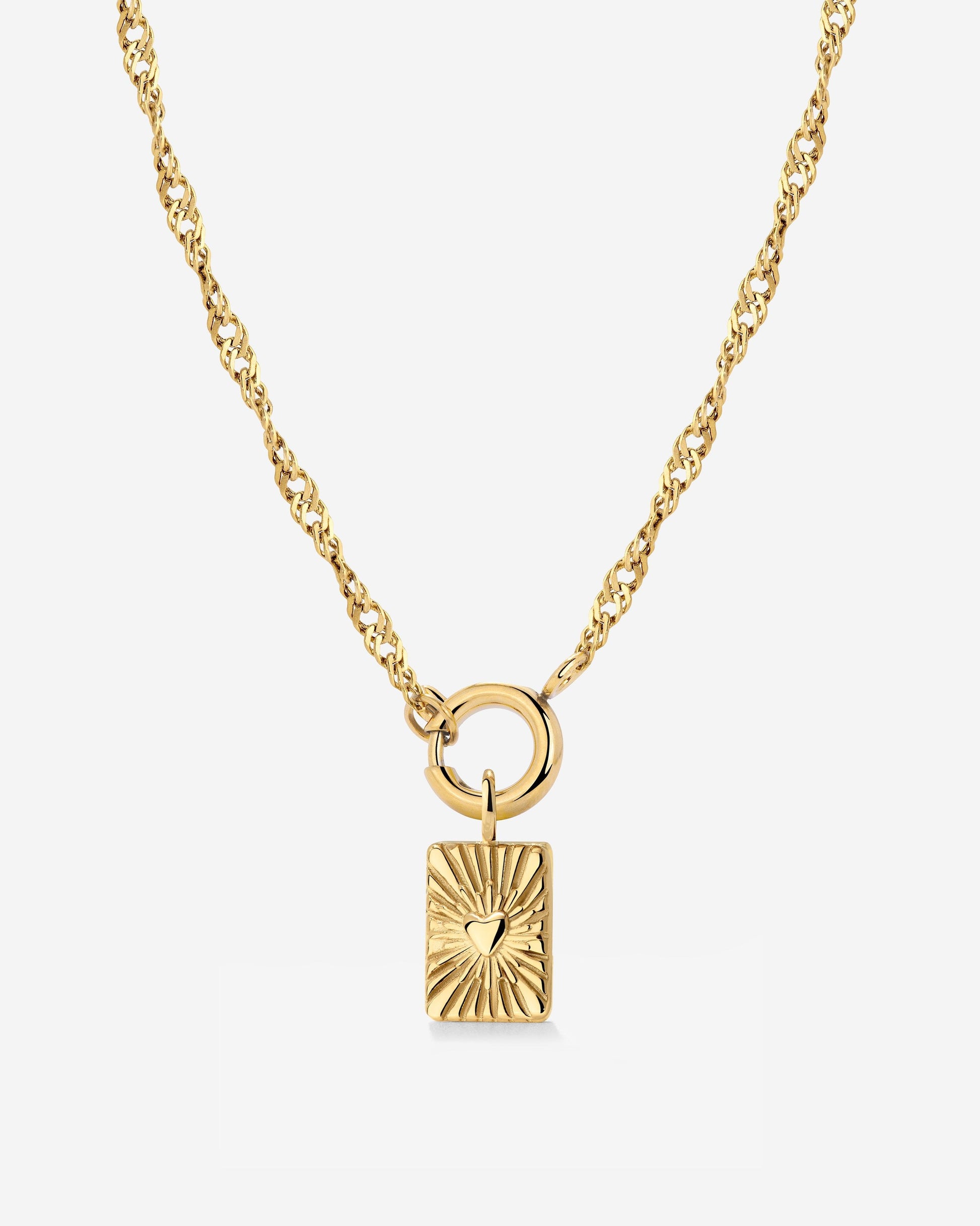 Glowing Heart Singapore Chain Necklace Set Gold