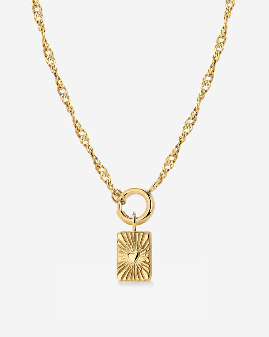 Glowing Heart Singapore Chain Necklace Set Gold