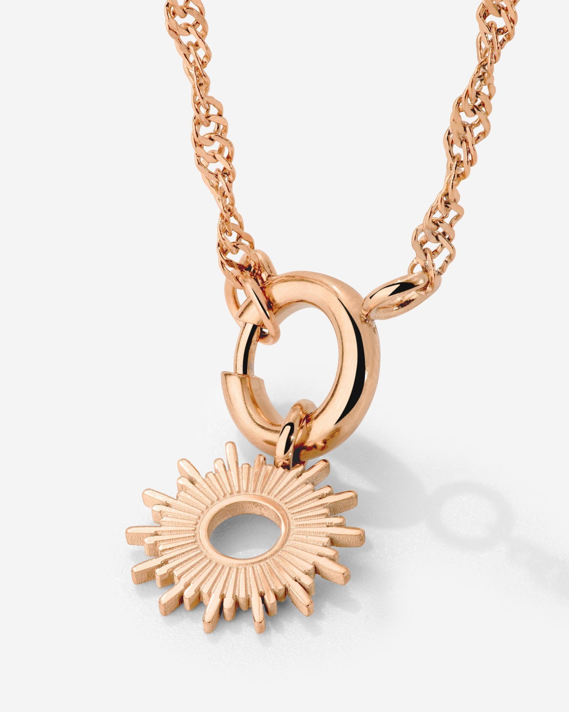 Sun Ray Singapore Chain Necklace Set Rose Gold